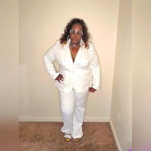 Pearly White Pants Suit